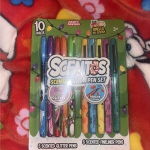 Scentos 10-Pack Scented Color Pen Set Glitter & Fineliner Holiday Pens NEW